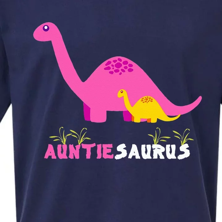 Auntiesaurus Cute Auntie Saurus Dinosaur Aunt Matching Sueded Cloud Jersey T-Shirt