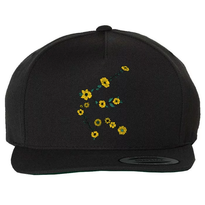 Aquarius Constellation As Flowers Zodiac Gift Wool Snapback Cap