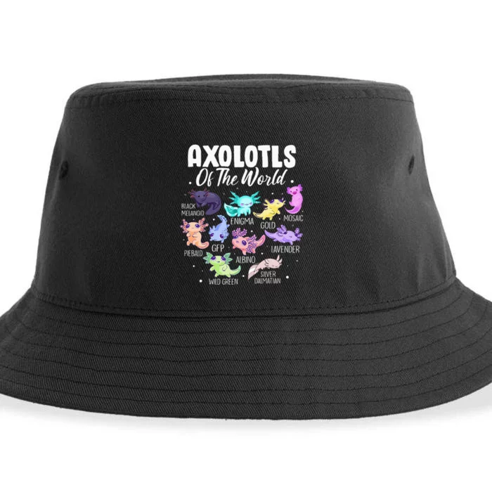 Axolotl Cute Axolotls Of The World Kawaii Girl Sustainable Bucket Hat