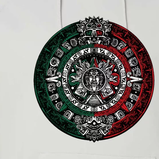 Aztec Calendar Azteca Sun Stone Mexico Flag Performance Fleece Hoodie