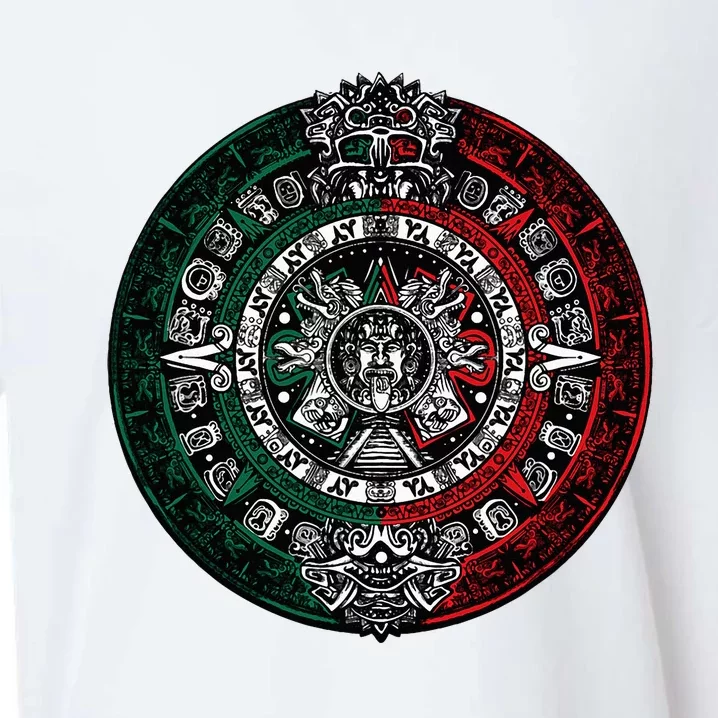 Aztec Calendar Azteca Sun Stone Mexico Flag Sueded Cloud Jersey T-Shirt