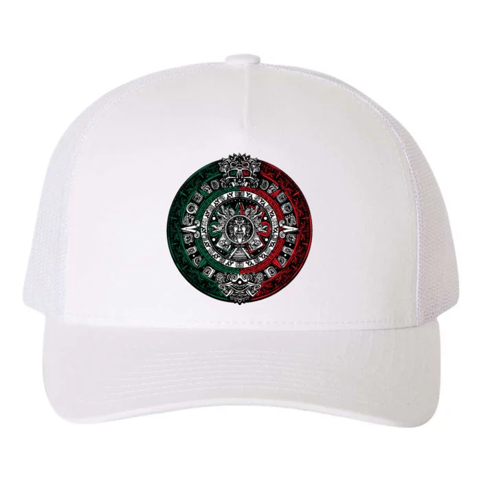 Aztec Calendar Azteca Sun Stone Mexico Flag Yupoong Adult 5-Panel Trucker Hat