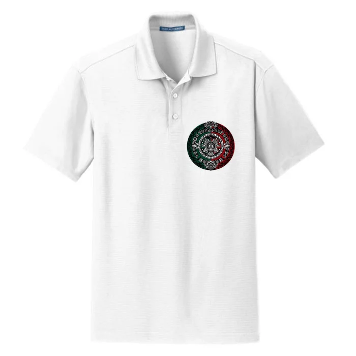 Aztec Calendar Azteca Sun Stone Mexico Flag Dry Zone Grid Performance Polo