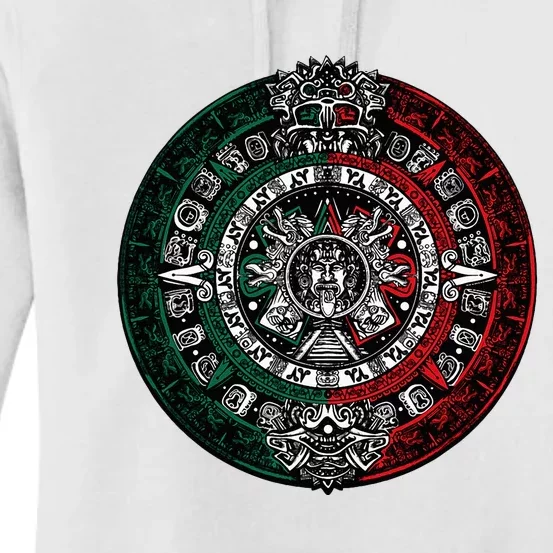 Aztec Calendar Azteca Sun Stone Mexico Flag Women's Pullover Hoodie