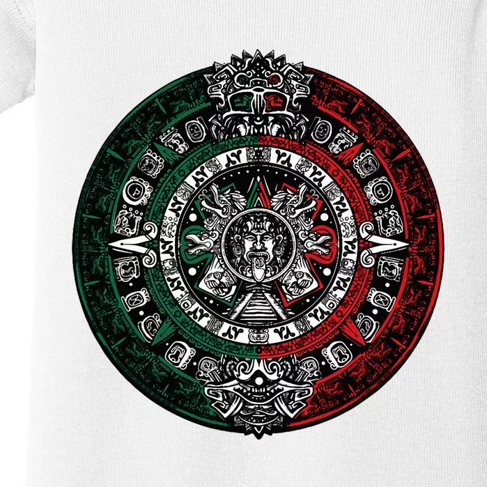 Aztec Calendar Azteca Sun Stone Mexico Flag Baby Bodysuit