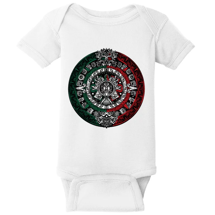 Aztec Calendar Azteca Sun Stone Mexico Flag Baby Bodysuit