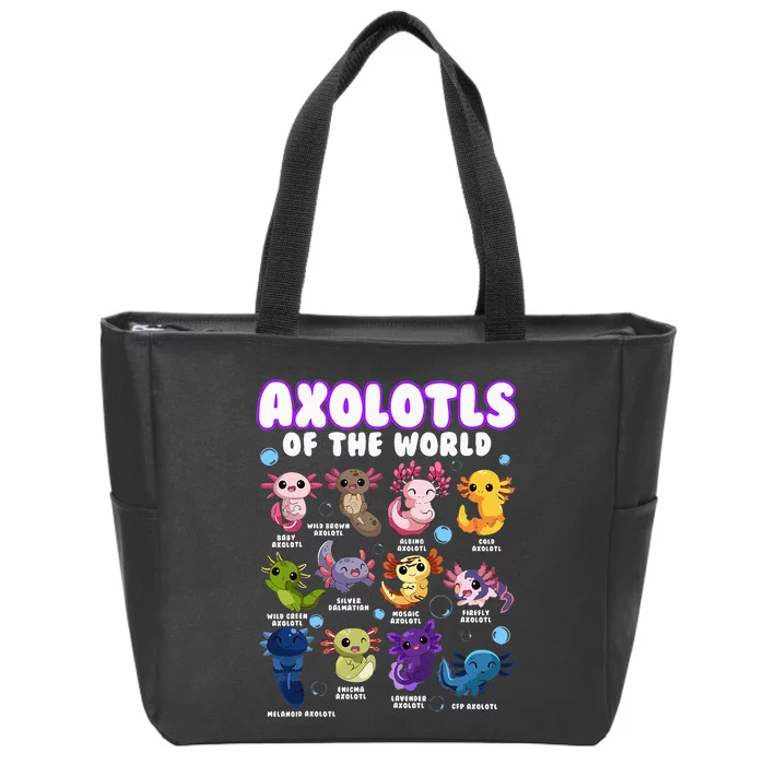 Axolotl Cute Axolotls Animals Of The World Herpetology Zip Tote Bag