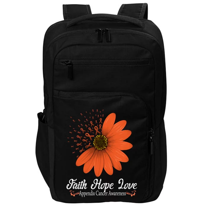 Apendix Cancer Awareness Faith Hope Love Amber Ribbon Gift Impact Tech Backpack