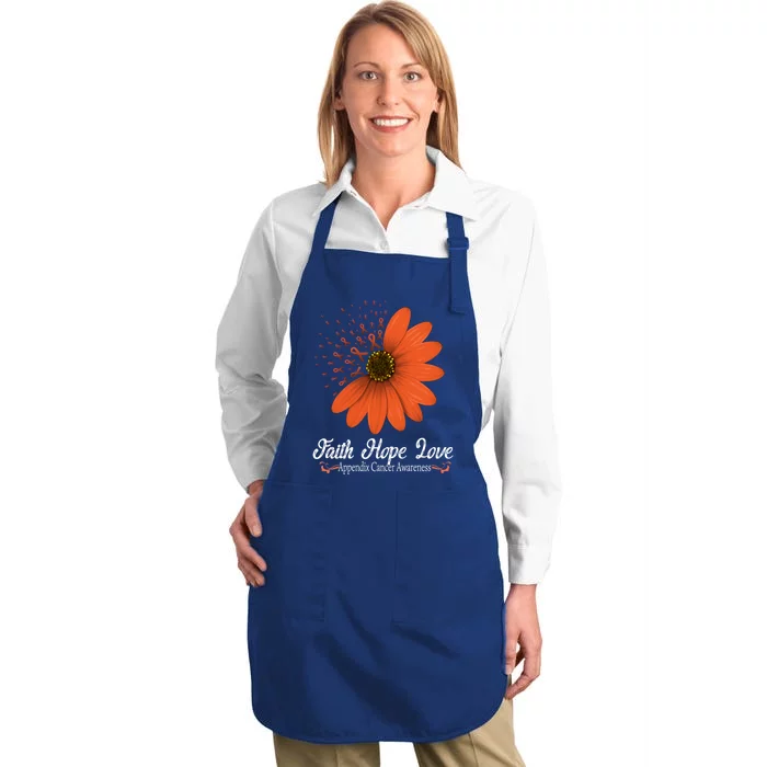 Apendix Cancer Awareness Faith Hope Love Amber Ribbon Gift Full-Length Apron With Pocket