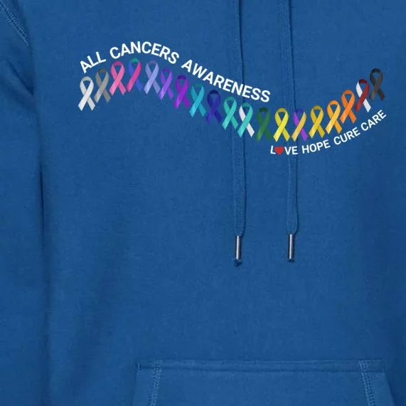 All Cancers Awareness All Cancer Matters Cancer Ribbons Gift Premium Hoodie