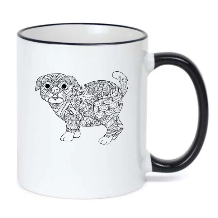 Adult Coloring Book Style Pug S Coloring Funny Gift Black Color Changing Mug