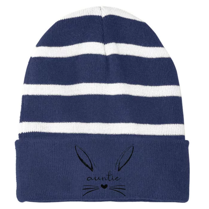 Auntie Cute Bunny, Easter Gift For Aunt Striped Beanie with Solid Band