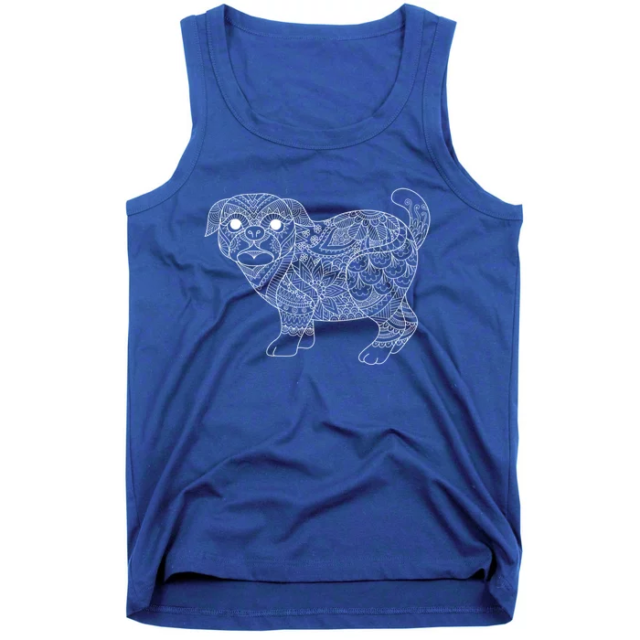 Adult Coloring Book Style Pug S Coloring Cute Gift Tank Top