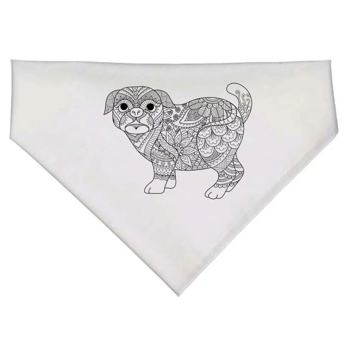 Adult Coloring Book Style Pug S Coloring Cute Gift USA-Made Doggie Bandana