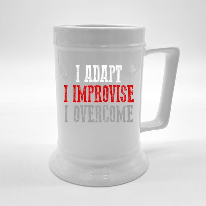 Awesome Confident Bold I Adapt I Improvise I Overcome Gift Front & Back Beer Stein