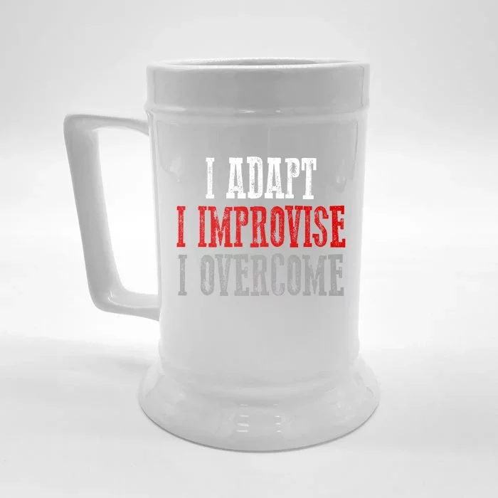 Awesome Confident Bold I Adapt I Improvise I Overcome Gift Front & Back Beer Stein