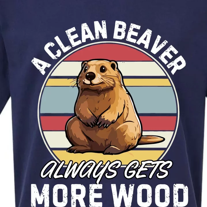 A Clean Beaver Always Gets More Wood Sueded Cloud Jersey T-Shirt