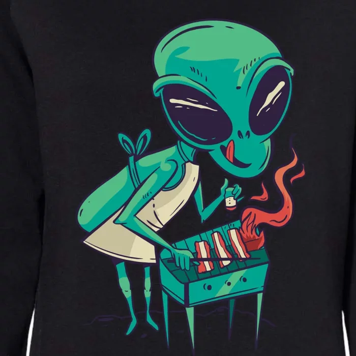 Alien Cooking Barbecue Grill Graphic Meaningful Gift Womens California Wash Sweatshirt