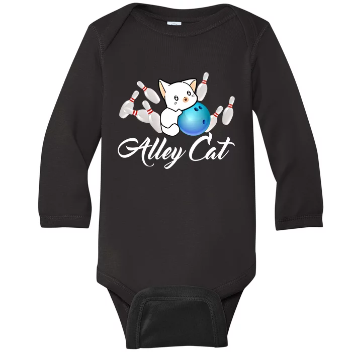 Alley Cat Bowling Gift Funny Bowler Bowling Great Gift Baby Long Sleeve Bodysuit