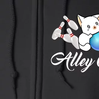 Alley Cat Bowling Gift Funny Bowler Bowling Great Gift Full Zip Hoodie