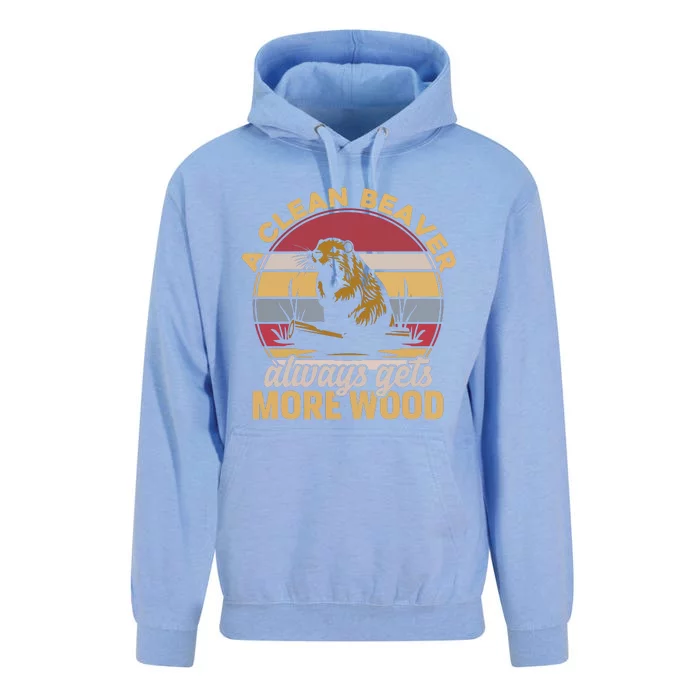 A Clean Beaver Always Gets More Wood Vintage Unisex Surf Hoodie