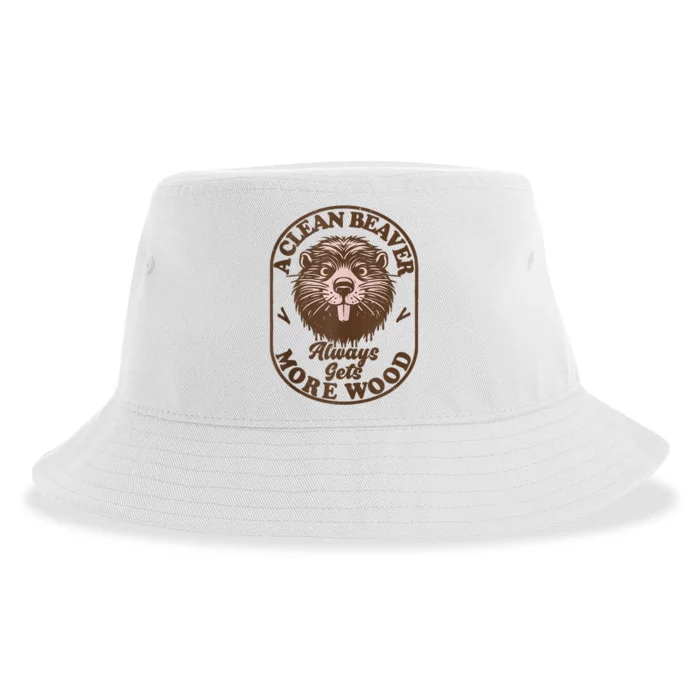 A Clean Beaver Always Gets More Wood Graphic Funny Raunchy Sustainable Bucket Hat