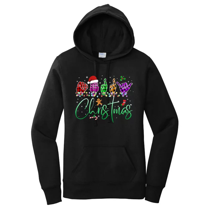 Asl Christmas Buffalo Plaid Asl Christmas Women's Pullover Hoodie