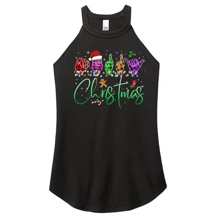 Asl Christmas Buffalo Plaid Asl Christmas Women’s Perfect Tri Rocker Tank