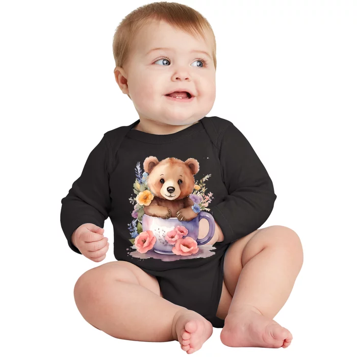 A Cute Bear Baby Baby Long Sleeve Bodysuit