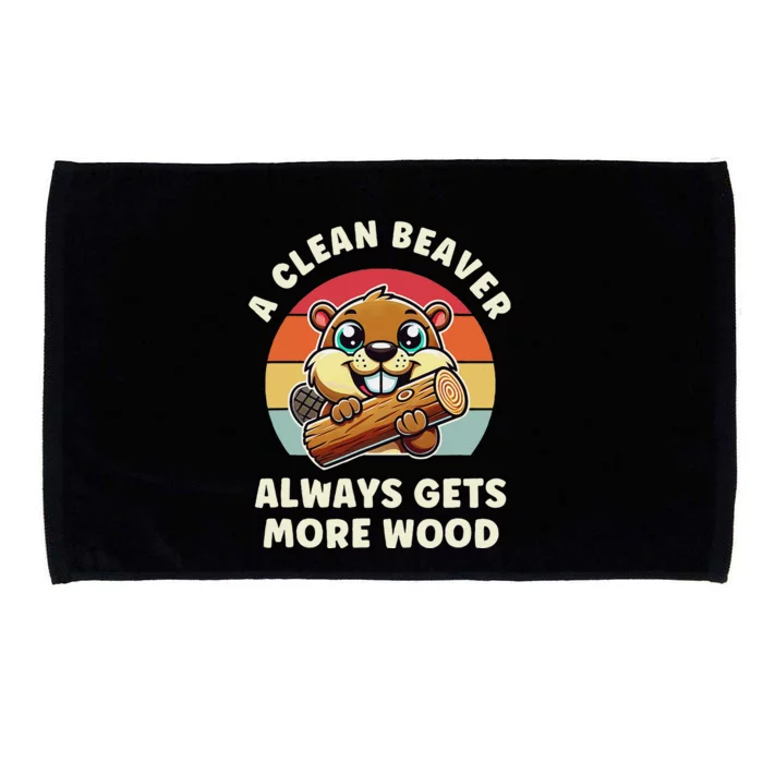 A Clean Beaver Always Gets More Wood Microfiber Hand Towel