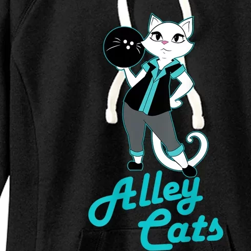 Alley Cats Bowling Team Ladies Backside Print Women's Fleece Hoodie