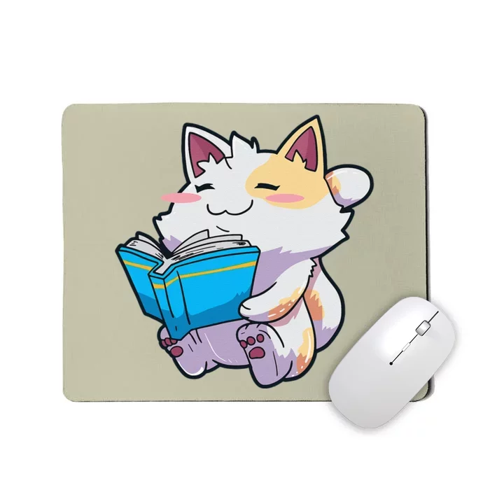 Anime Cat Books Reading English Teacher Kawaii Neko Mousepad