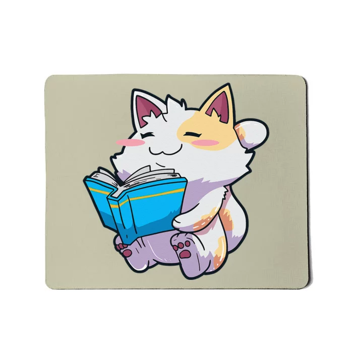 Anime Cat Books Reading English Teacher Kawaii Neko Mousepad