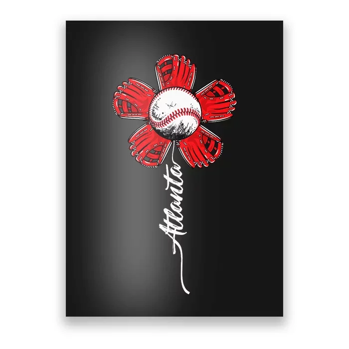 Atlanta Colorful Baseball Flower Souvenir I Love Atlanta Poster