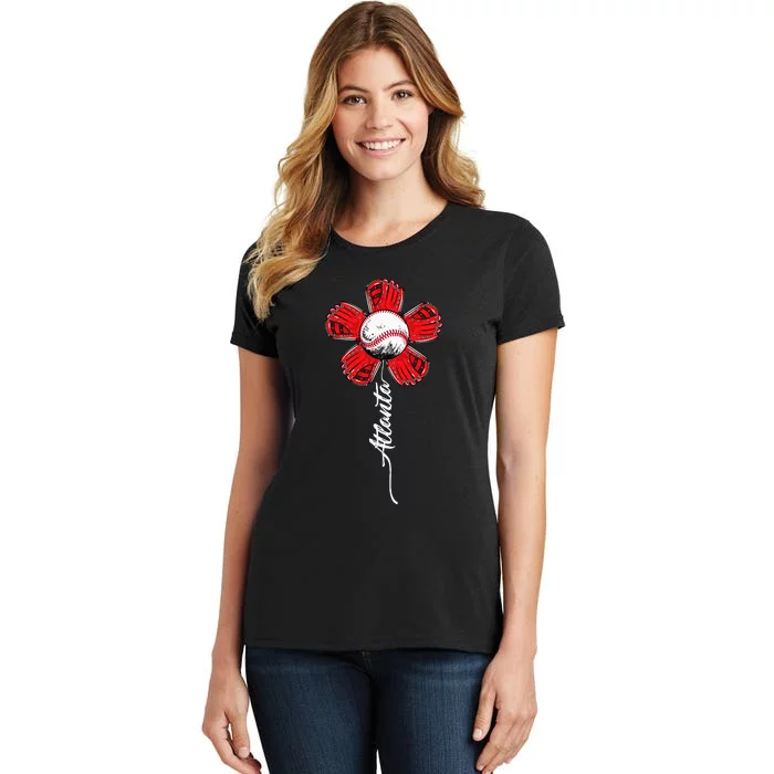 Atlanta Colorful Baseball Flower Souvenir I Love Atlanta Women's T-Shirt