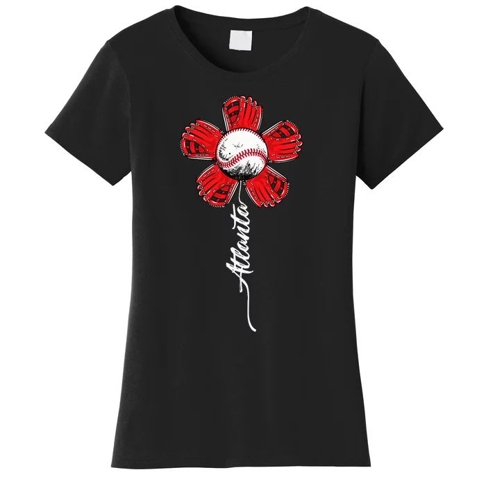 Atlanta Colorful Baseball Flower Souvenir I Love Atlanta Women's T-Shirt