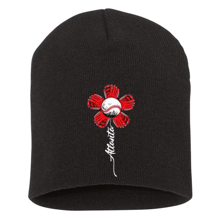 Atlanta Colorful Baseball Flower Souvenir I Love Atlanta Short Acrylic Beanie