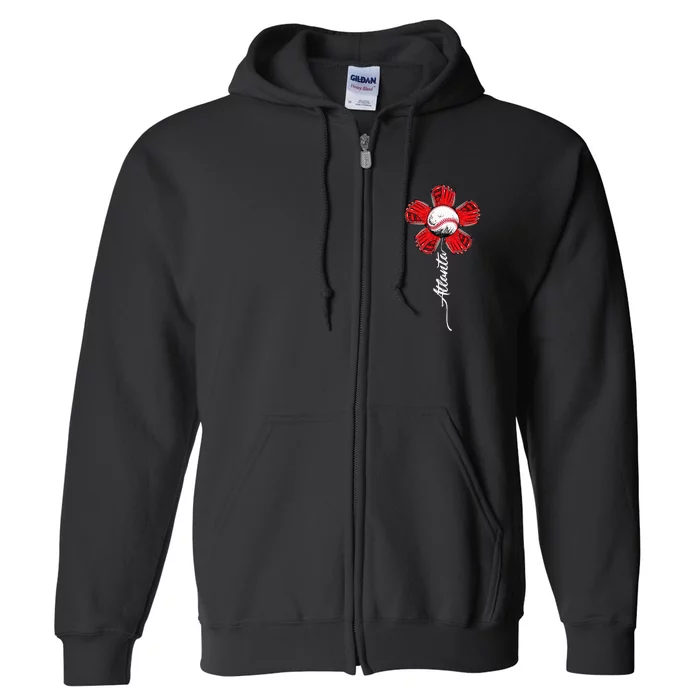 Atlanta Colorful Baseball Flower Souvenir I Love Atlanta Full Zip Hoodie