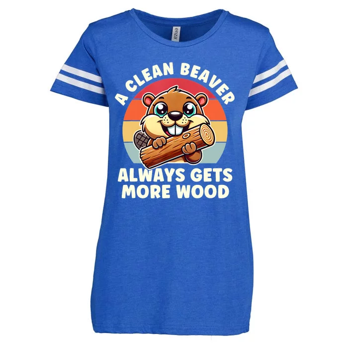 A Clean Beaver Always Gets More Wood Adult Humor Enza Ladies Jersey Football T-Shirt