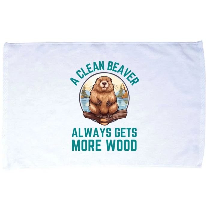 A Clean Beaver Always Gets More Wood Microfiber Hand Towel