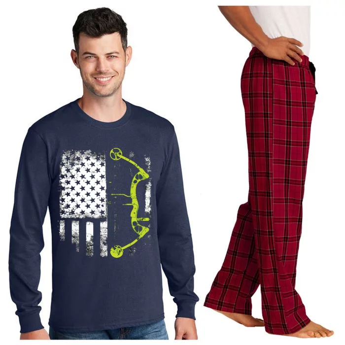 Archery Compound Bow USA Flag Long Sleeve Pajama Set