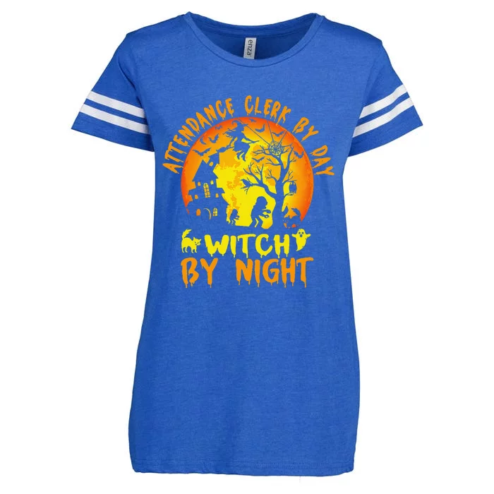 Attendance Clerk By Day Witch Witch By Night Funny Halloween Enza Ladies Jersey Football T-Shirt