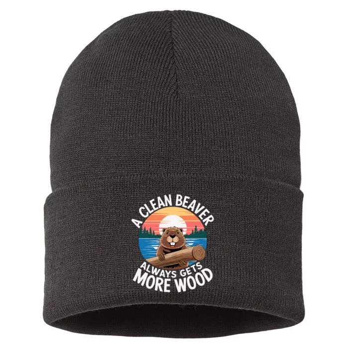 A Clean Beaver Always Gets More Wood Sustainable Knit Beanie