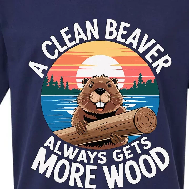 A Clean Beaver Always Gets More Wood Sueded Cloud Jersey T-Shirt