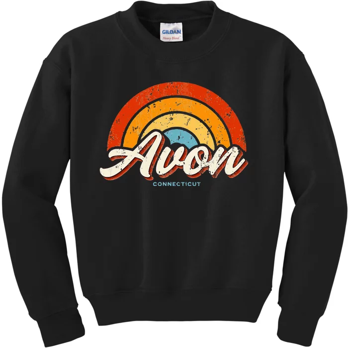 Avon Connecticut Ct Vintage Rainbow Retro 70s Kids Sweatshirt