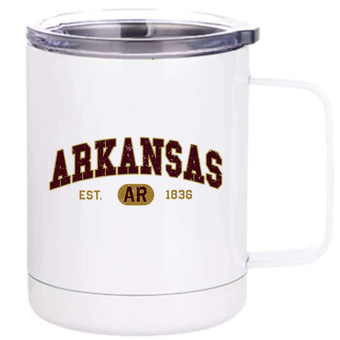 Arkansas Classic Collegiate Varsity Style Cozy Arkansas Front & Back 12oz Stainless Steel Tumbler Cup