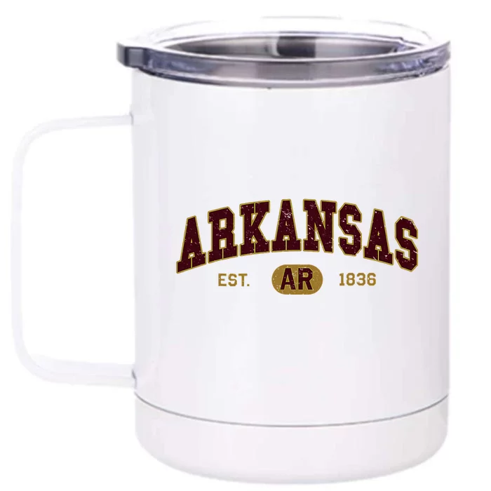 Arkansas Classic Collegiate Varsity Style Cozy Arkansas Front & Back 12oz Stainless Steel Tumbler Cup