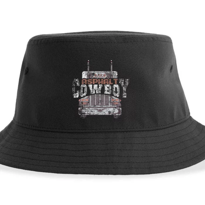 Asphalt Cowboy Cool Truck Driver Design Trucker Sustainable Bucket Hat