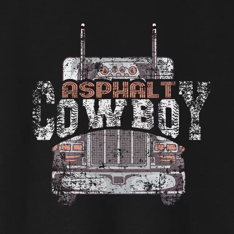 Asphalt Cowboy Cool Truck Driver Design Trucker Women's Crop Top Tee