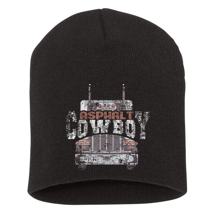 Asphalt Cowboy Cool Truck Driver Design Trucker Short Acrylic Beanie